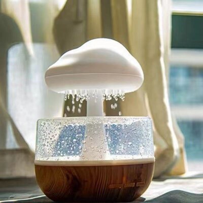模拟雨声加湿器房间桌面助眠香薰下雨七彩创意R家用氛围夜灯卧室