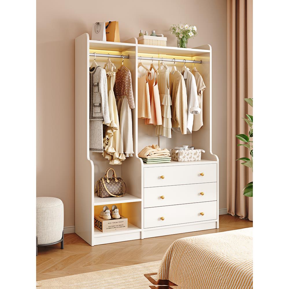 【香港包郵】卧室落地挂衣架床边多功能储物柜简约现代斗柜挂衣架