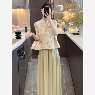 子家居服 新中式 气质国风轻奢睡衣女夏2025新款 慵懒休闲无袖 上衣裤