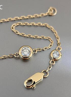 S925纯银复古金色泡泡钻细手链女