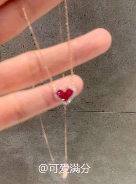S925纯银闪钻红色爱心项链女