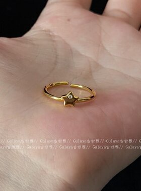 S925纯银五角星闪锆开口戒指女