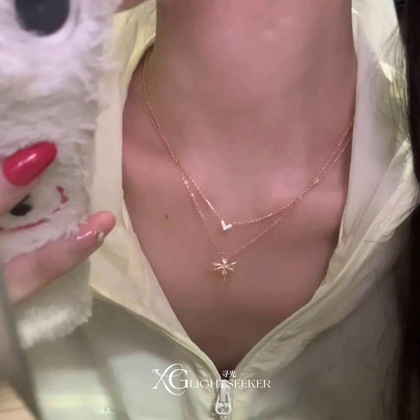 S925纯银金色镶钻爱心吊坠项链女2026年新款高级感小众精致锁骨链