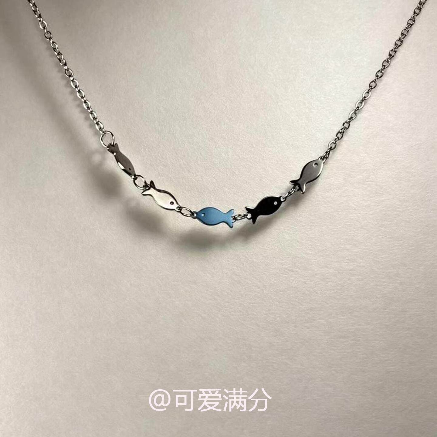S925纯银色小鱼项链项链女2026新款时尚设计感精致高级百搭锁骨链
