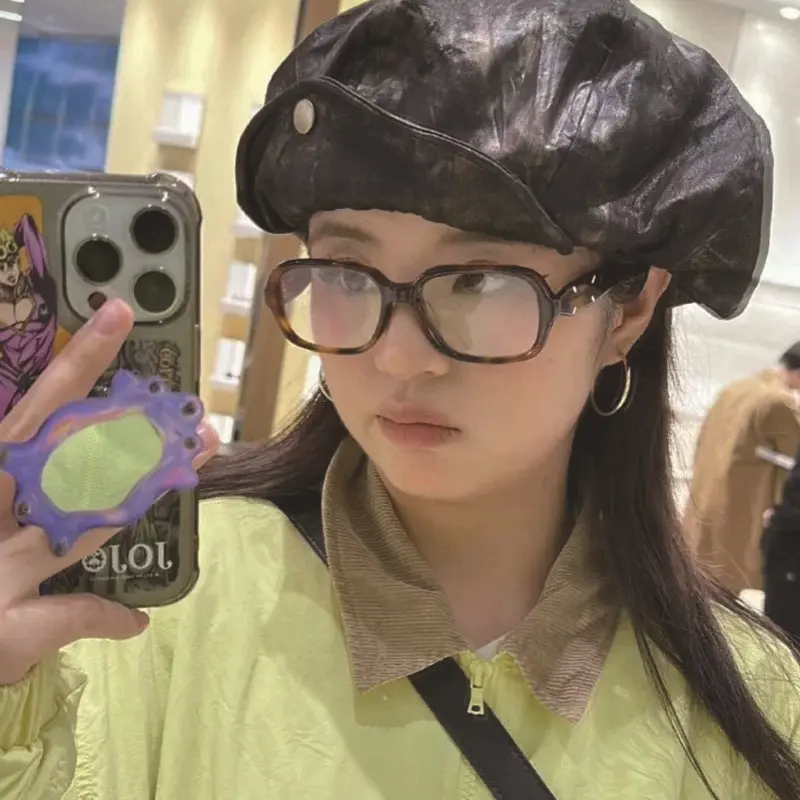 2025新款韩系个性粗边文艺平光镜大脸显瘦防蓝光眼镜复古眼镜框女