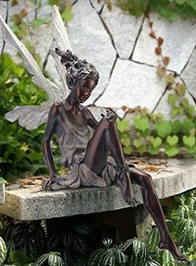 图多图勒克仙女雕像树脂天使雕像坐着的童话仙女花园装饰树脂摆件