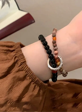 新中式平安扣串珠手链女轻奢小众高级感仿天然手串手饰品