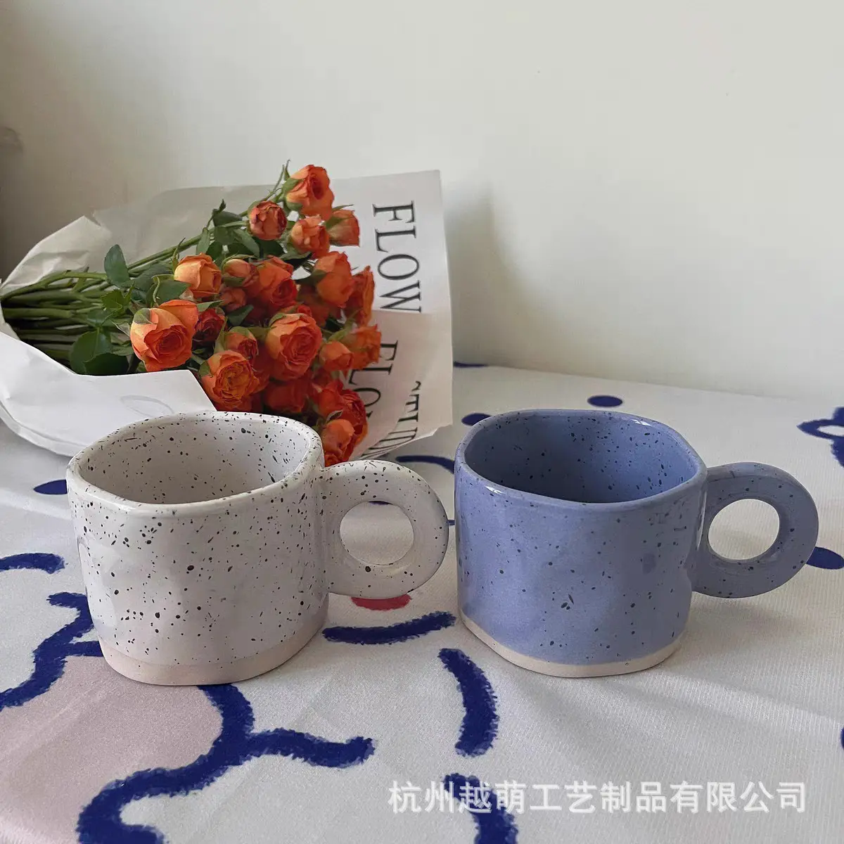 小众不规则韩国ins风泼墨杯子早餐杯牛奶杯陶瓷杯咖啡杯