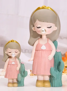 新款小清新仙人掌泡泡女孩摆件客厅桌面装饰工艺品创意礼物