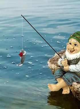 钓鱼老人白胡子侏儒花园精灵装饰树脂摆件庭院设计装饰户外