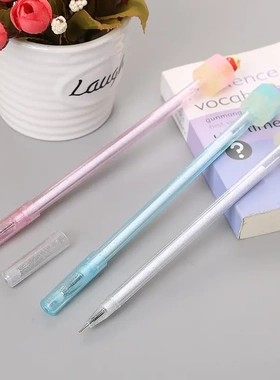 可爱水果蛋糕笔 创意学生黑色水笔 金粉透明杆办公签字笔