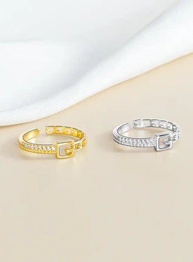 s925纯银时尚戒指女ins潮轻奢小众设计精致网红开口食指戒