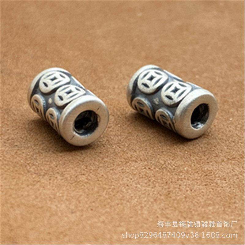 配件264S999足银隔珠3D珠硬运铜钱桶珠配件DIY手工编织手绳串转散