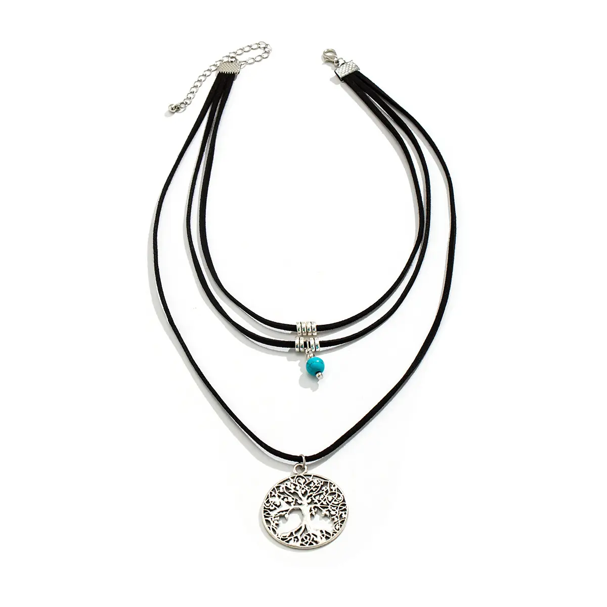 欧美饰品 原宿风朋克生命树项链女 复古小众时光宝石吊坠项饰