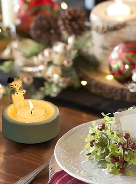 cartoon kitten cle hol卡通小猫咪取暖蜡烛装饰品摆件