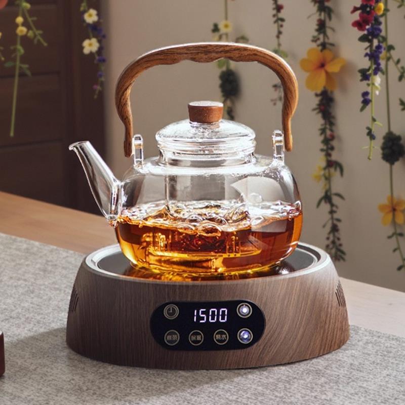电陶炉煮茶器新款家用玻璃煮茶壶耐高温泡茶壶小型轻奢煮茶炉套装