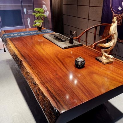 直销新品奥坎大板实木原木茶台茶板办公会议桌餐桌S整块1米8茶桌2
