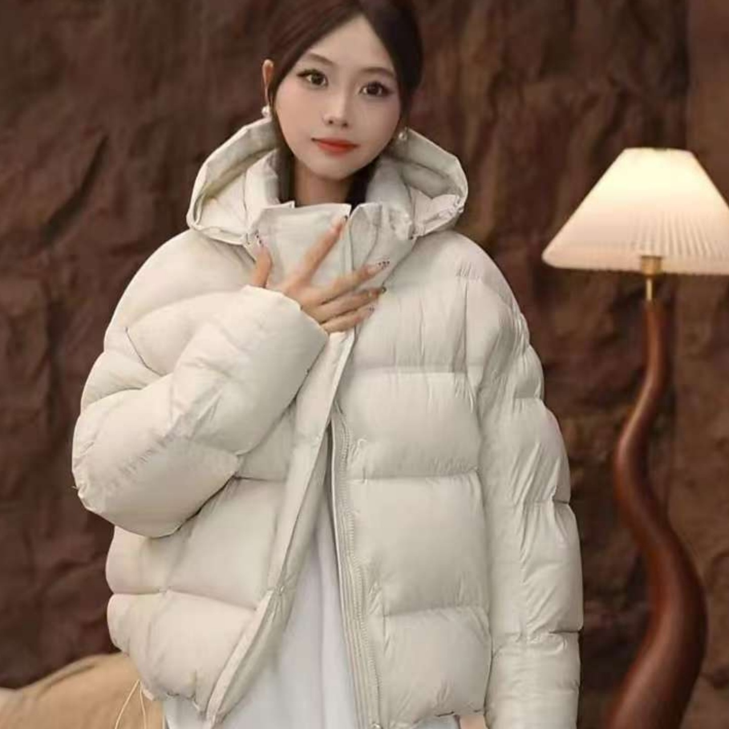 2025冬季新款加厚保暖蓬松面包服外套韩版时尚百搭连帽短款棉服女