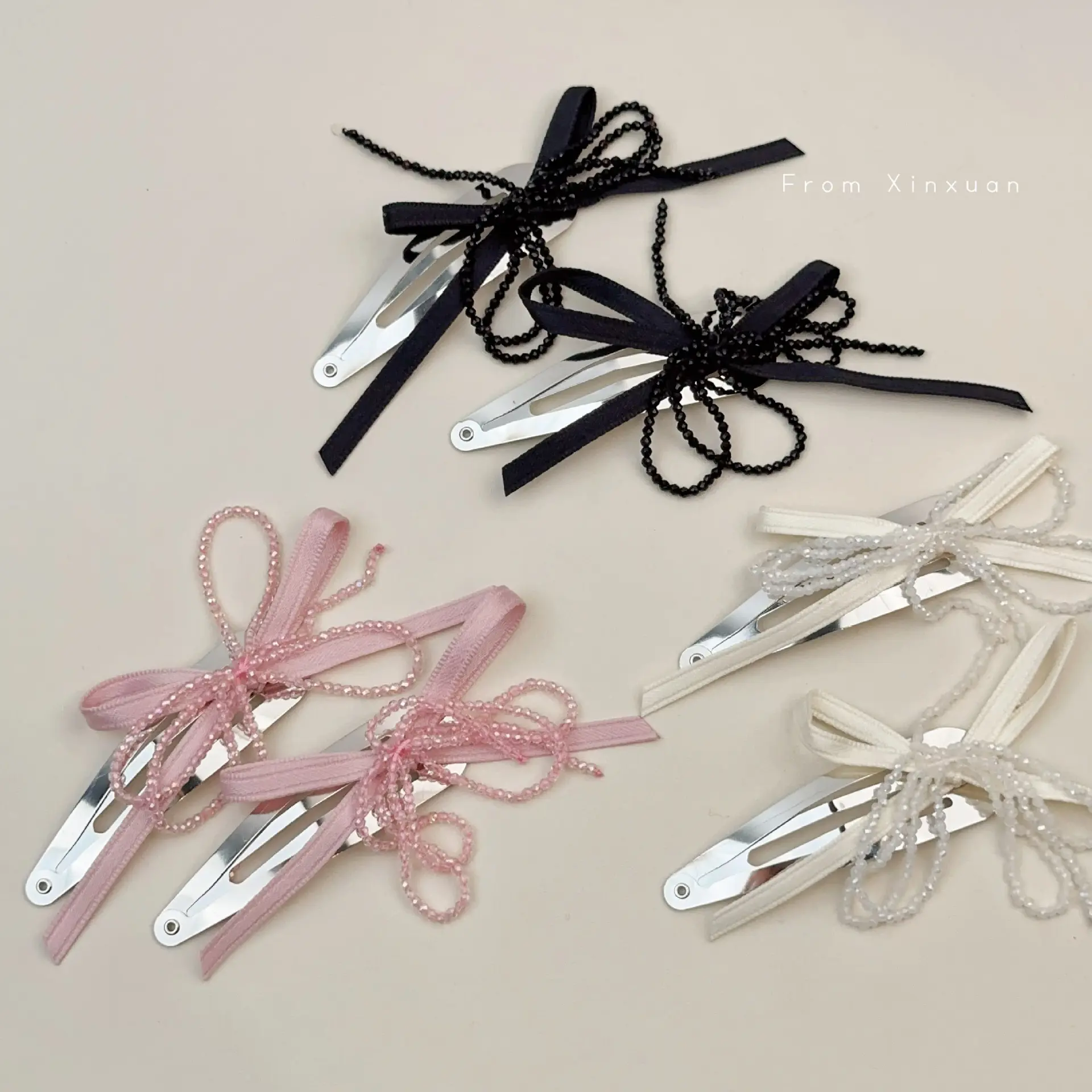 韩系温柔甜美流苏串珠结发夹小众气质侧边夹百搭刘海碎发bb夹