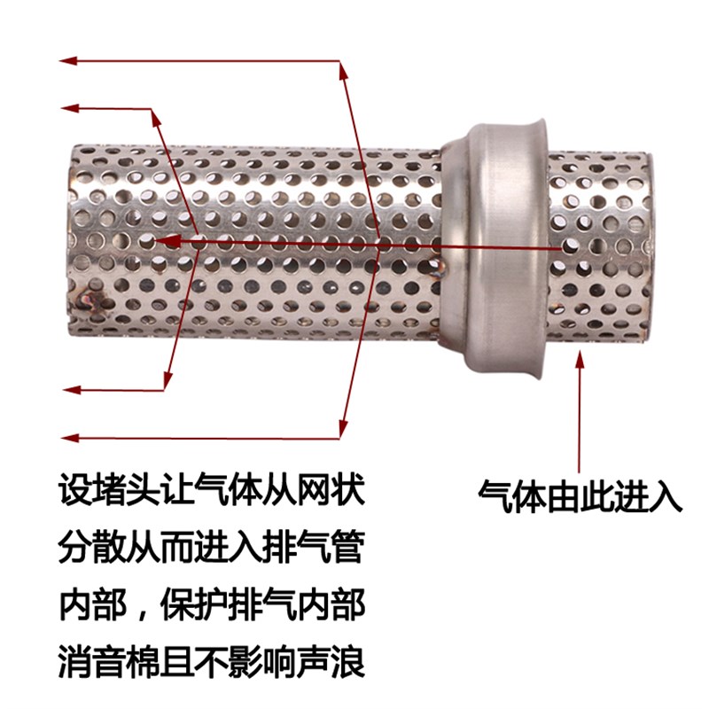 摩托车改装排气管炮筒六角降音60mm5G1mm接口径消音塞回压芯消声
