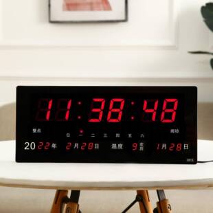 大屏多功能电子钟挂钟中文卫星自动校时大屏数码万年历时钟客厅厂