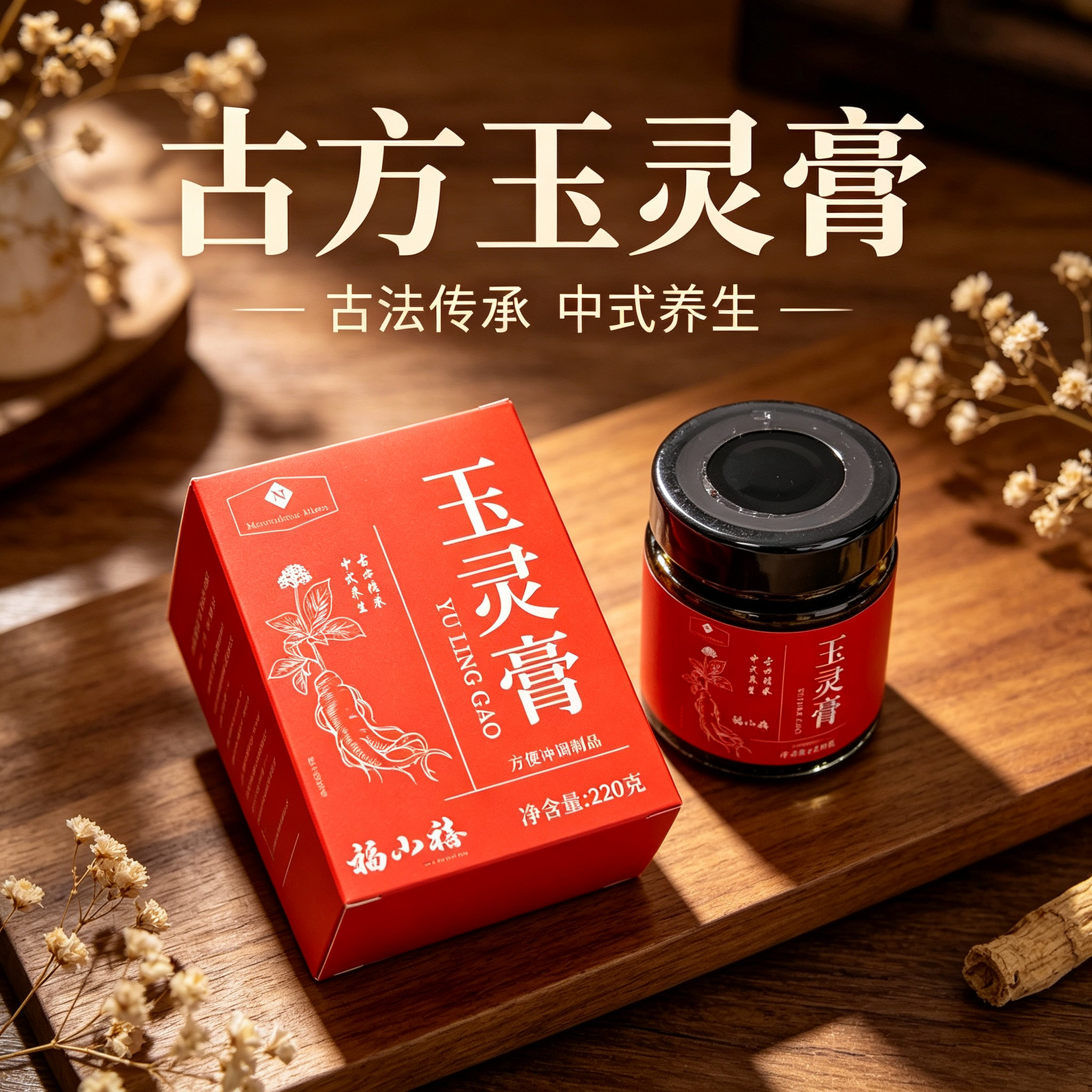 西洋参玉灵膏瓶装220g桂圆大枣百合阿胶人参枸杞四季冲饮冲泡食用