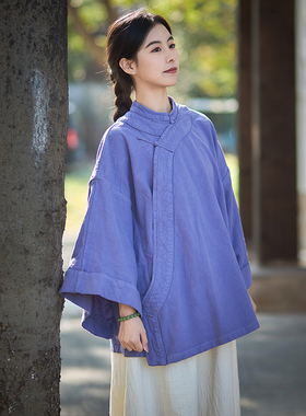 【照本堂】秋季新款棉麻女装国风新中式10支盘扣大袖口上衣w12547