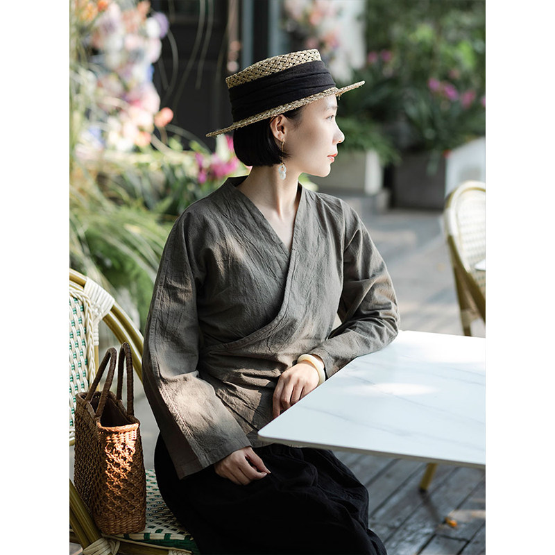 【照本堂棉麻】2026春季新款汉服上衣女棉麻20支裾长衣女装W12253