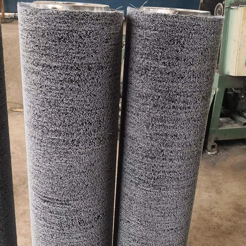 工业镀铜钢丝辊不锈钢丝滚筒抛光打磨除锈辊缠绕式光丝毛刷辊