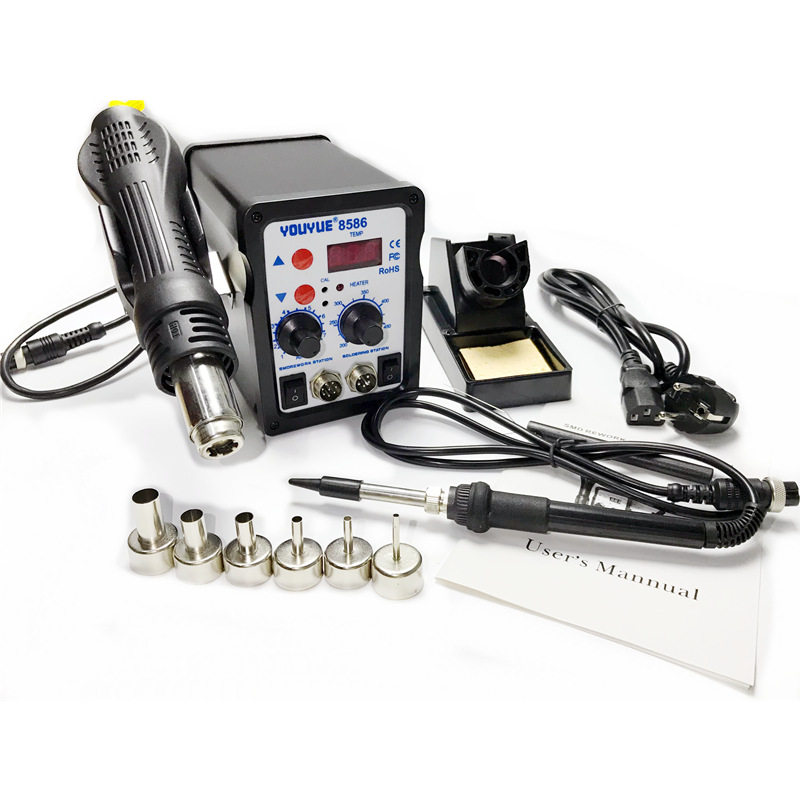 批发8586风枪焊台2合1拔焊台恒温烙铁936烙铁数显858风枪电烙铁