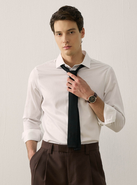 Bland Yeah白色DP免烫纯棉温莎领衬衫长袖衬衣薄上衣意式商务男士