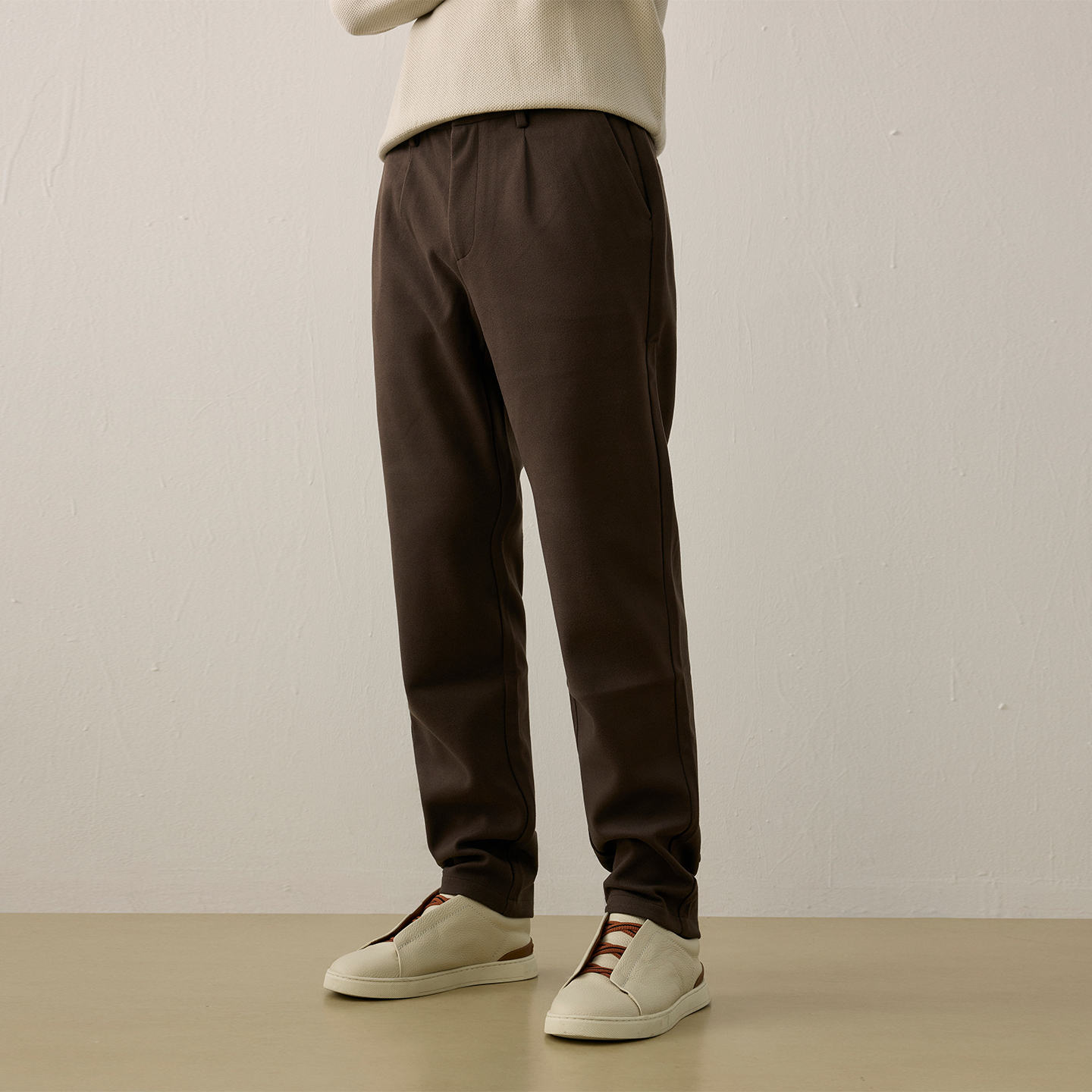 BlandYeah咖色绒感弹力休闲裤