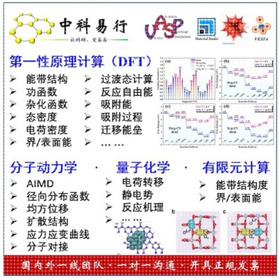 第一性原理代算VASP分子动力学MS计算量子化学有限元密度泛函DFT