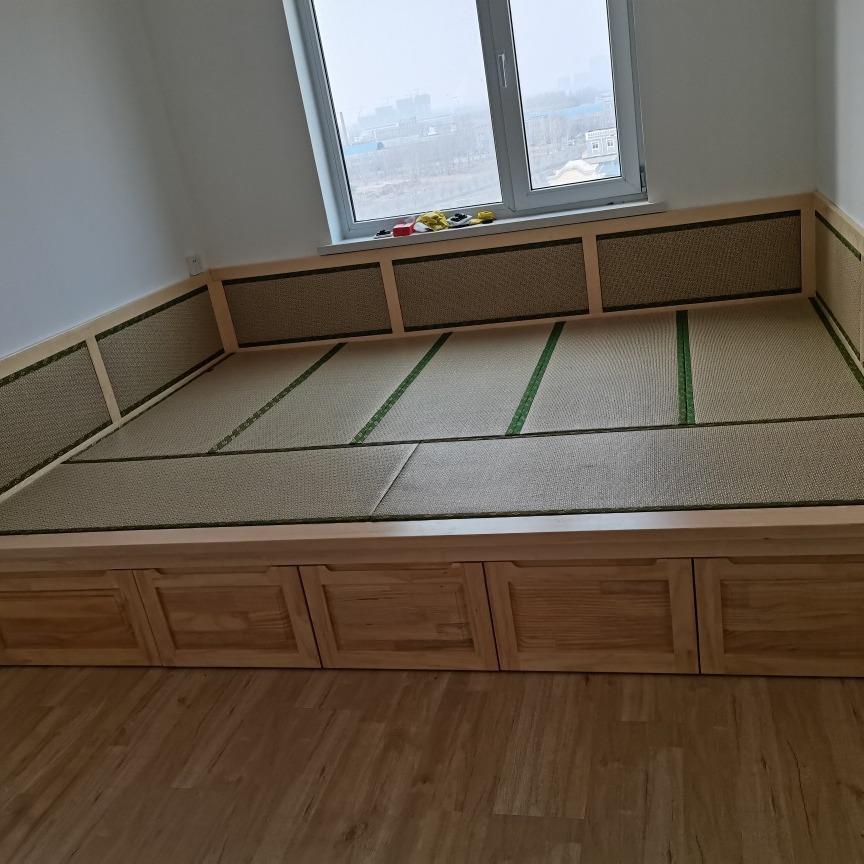 实木加工实木榻榻米床单双人矮床榻榻米炕储物箱轻奢风