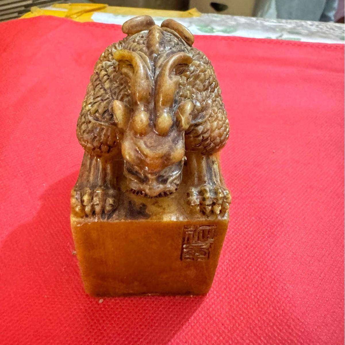 仿古双头貔貅树脂仿寿山石玉玺摆件古玩仿古玉老印章皇帝玉玺