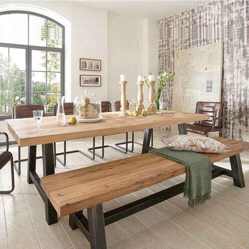 美式loft实木会议桌长桌铁艺长条桌培训桌工作台长方形大办公桌子