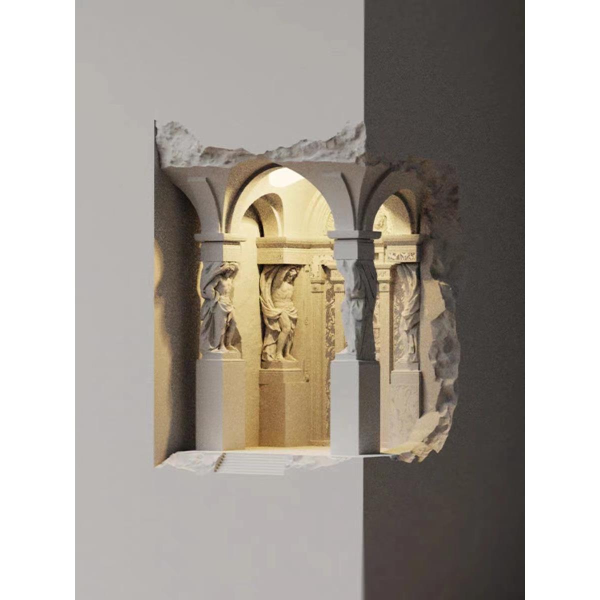 亚特兰蒂斯床头走廊过道氛围灯石膏灯嵌入式墙角内嵌石膏感应壁灯