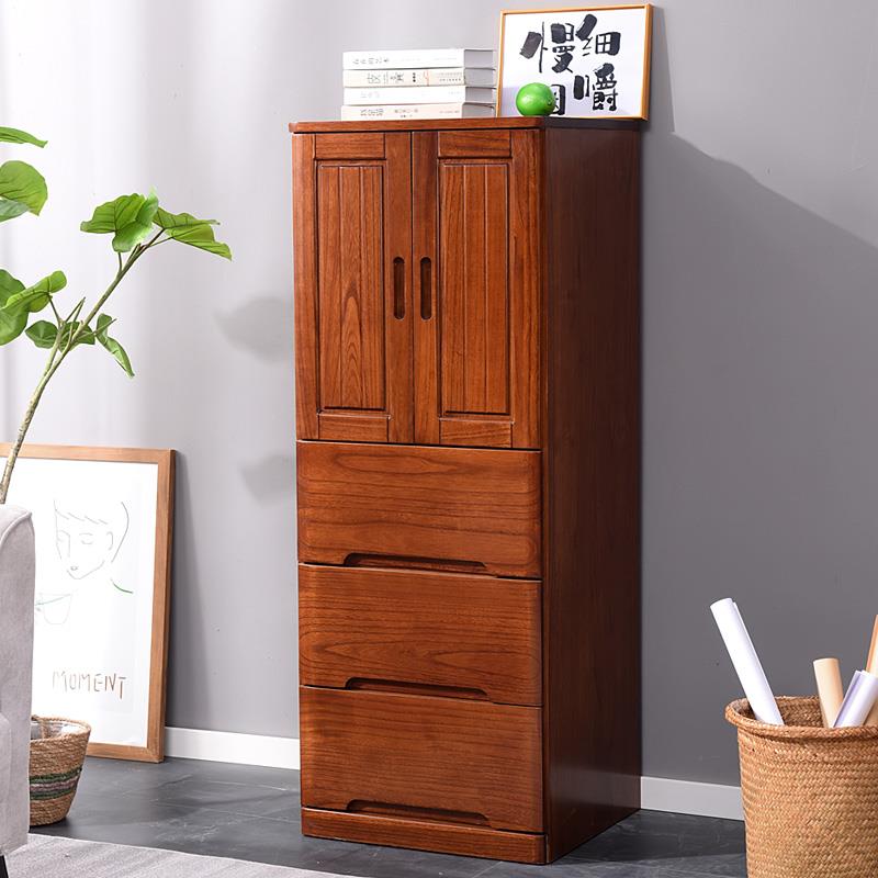 N5斗柜实木五斗橱50/60宽抽屉储物柜带门隔层大容量宝宝衣物收纳