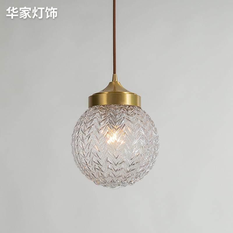 全铜卧室床头吊灯美式轻奢后现代简约玄关走廊过道创意吧台小吊灯