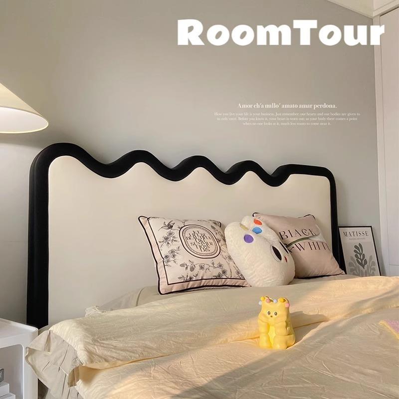 新款头层真皮艺床意式极简1米8主卧室单双人床简约现代实木涟漪床