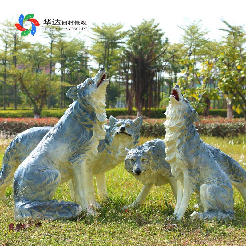 户外园林景观公园小区仿真动物狼雕塑摆件别墅花园庭院装饰摆设