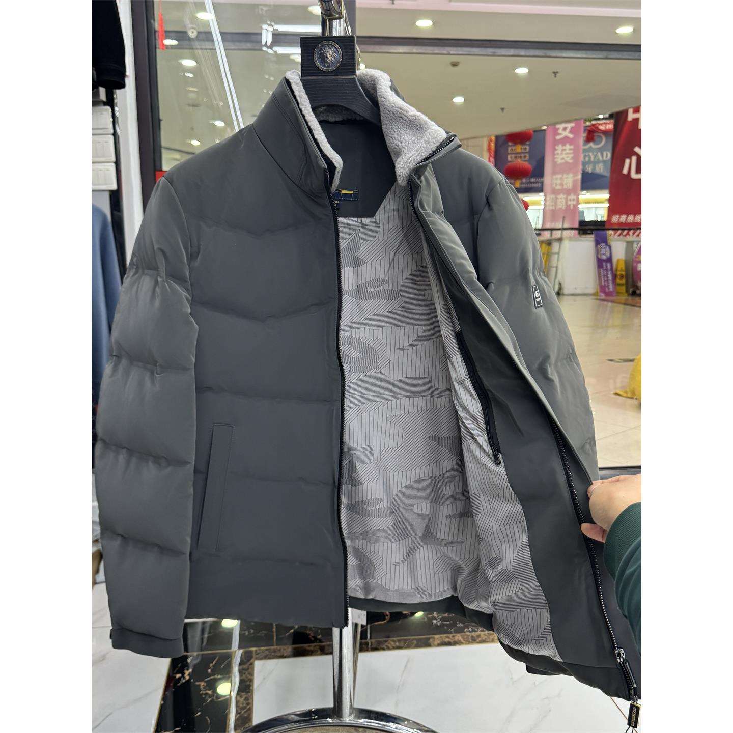 可拆毛领顺滑面料/绒子剪标男装尾货冬季中厚款棉绒服601