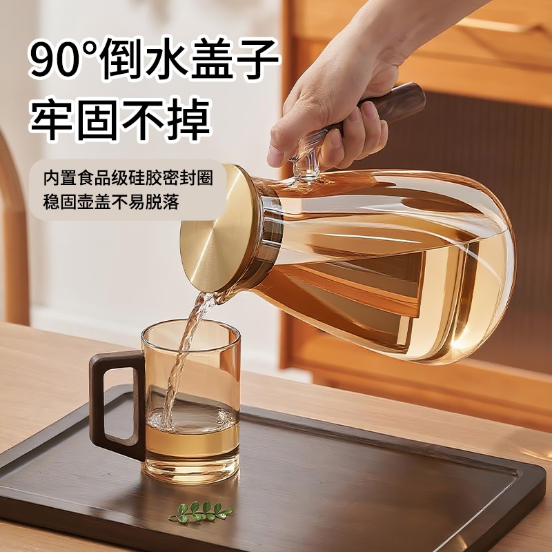 冷水壶玻璃耐高温2l025新款夏天大容量3L凉白开泡茶家用水杯冷水