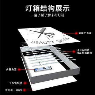 无影灯美发店理发店专用灯天花透A光灯膜高清无边框软膜灯箱吸顶