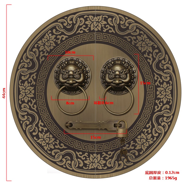 仿古大门拉手中式纯铜门环把手复古圆形J拉环老式门栓锁扣插销配