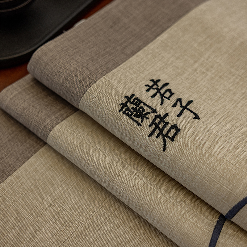 新中式防水桌旗茶几茶桌茶台专用垫布禅意M轻奢高端桌布棉麻三丰