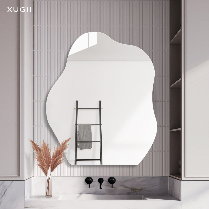 无框异形浴室镜卫生间洗漱台梳妆镜挂墙式粘贴免打孔自粘化妆镜子