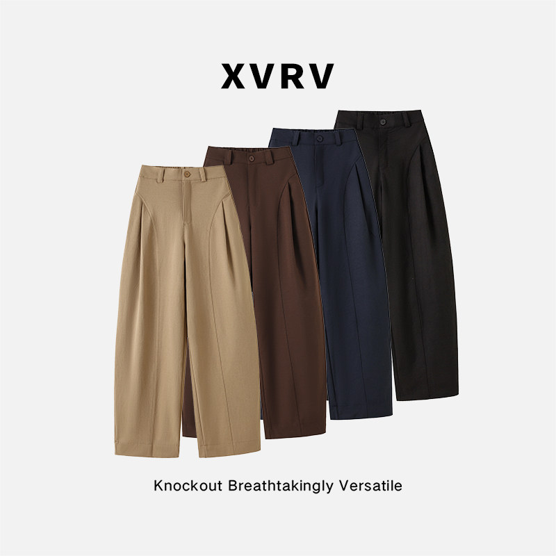 XVRV2026春季新款弯刀贝斯裤女显瘦百搭阔腿运动长裤图片