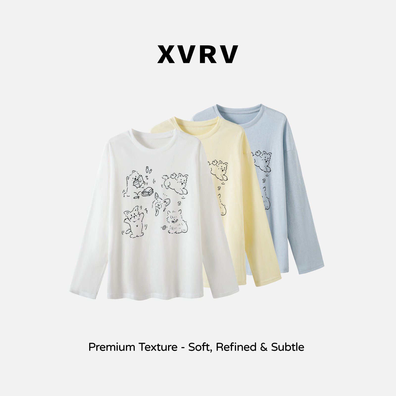 XVRV2026秋季圆领涂鸦薄款长袖T恤防晒罩衫女宽松设计感运动上衣图片