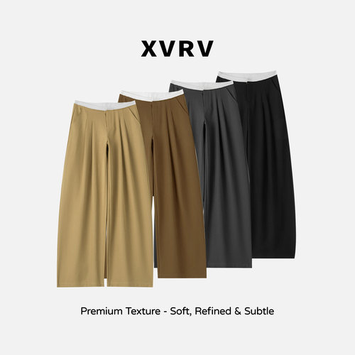 XVRV2026秋新款西装休闲裤女垂感简约运动裤气质高腰直筒阔腿裤女